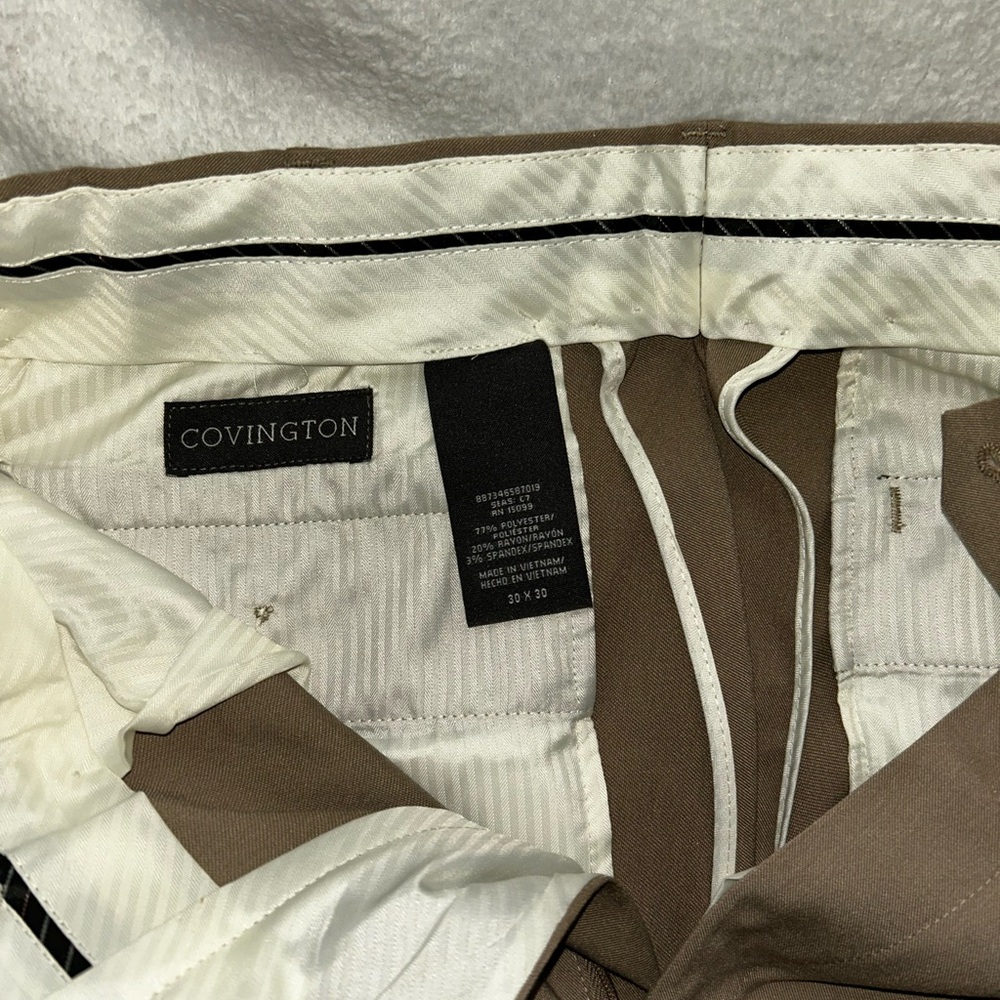 Covington Brown Dress Pants with Textured Fabric and Belt Loops